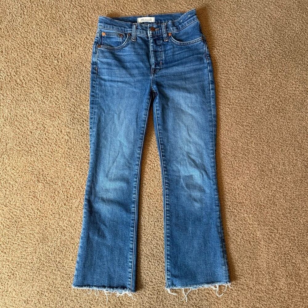 Madewell Mid-Rise Kick Out Crop Frayed Hem Jeans Size 25